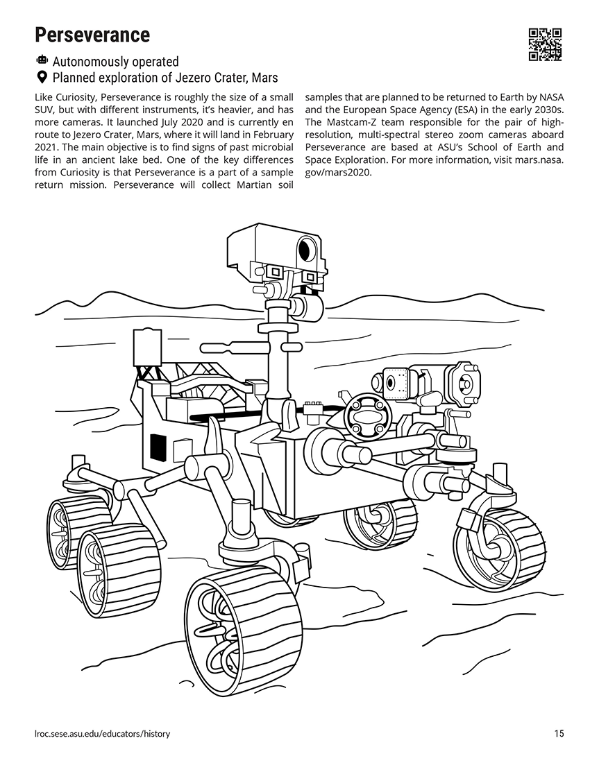 Line drawing of the Perseverance Rover