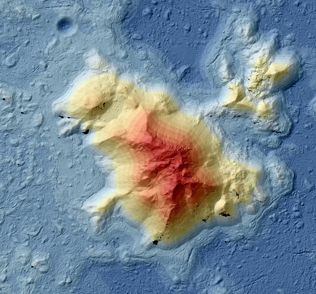 Color coded topography map of Tycho central peak