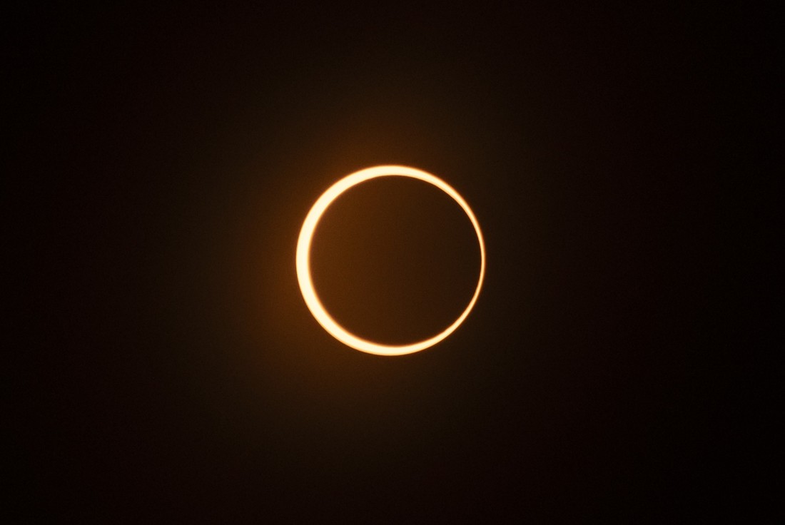 Image of the Sun's corona from behind the Moon taken by the LROC team during the 2023 Annular Eclipse in Mesa Verde National Park, Colorado.