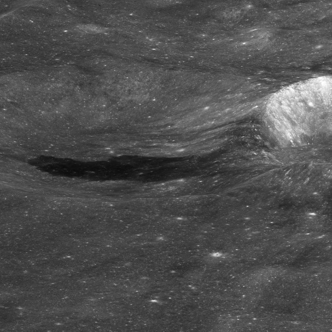 Oblique view of Korolev Z, Korolev X, and melt flow that links them