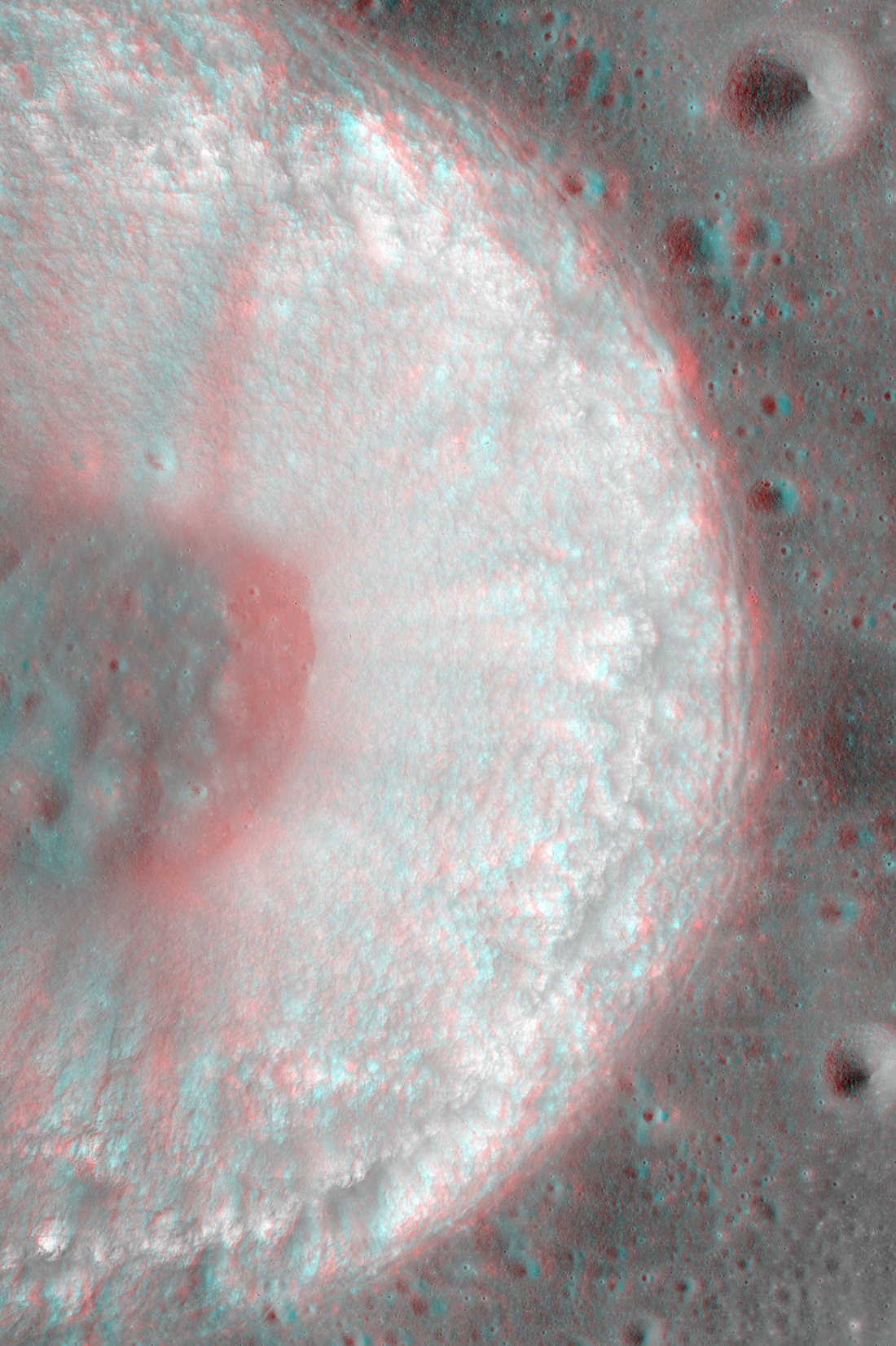 Anaglyph image of Chladni crater.