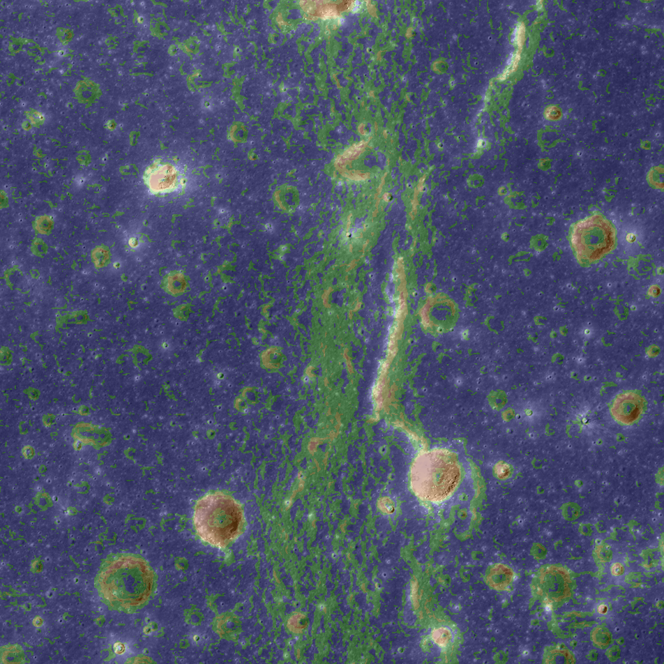 LROC NAC with colorized slope overlaid.