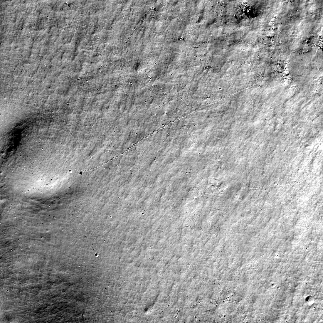 A boulder track inside the rim of Antoniadi crater
