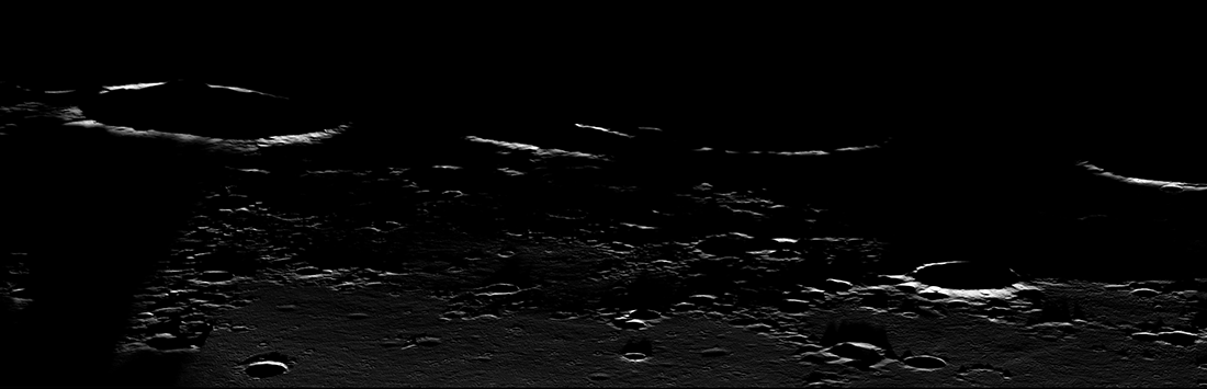 Oblique view of central portion of Mare Moscoviense at dawn