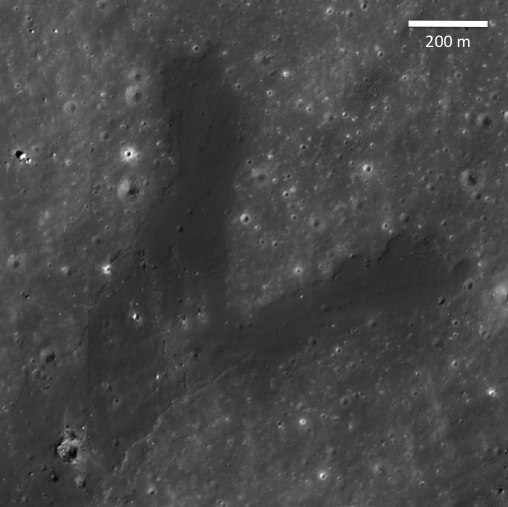 Forked Impact Melt Flows at Farside Crater