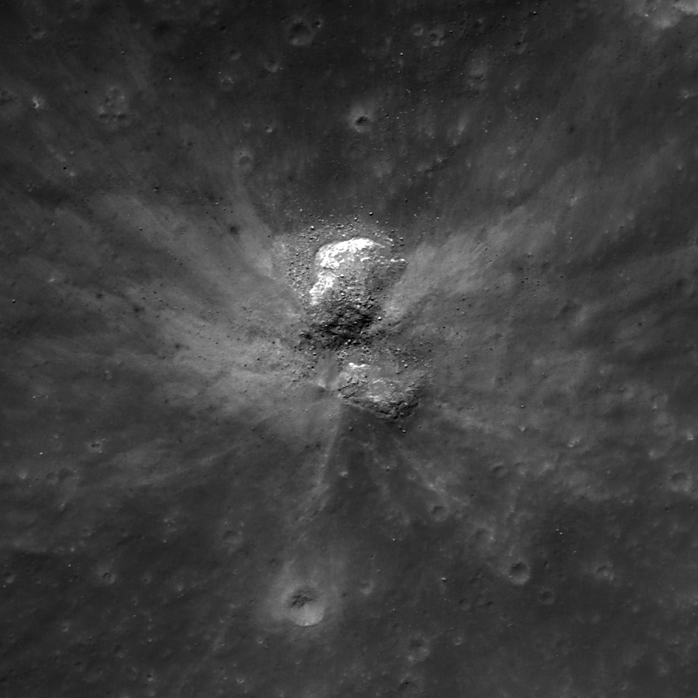 Rays From Tiny Crater  Lunar Reconnaissance Orbiter Camera