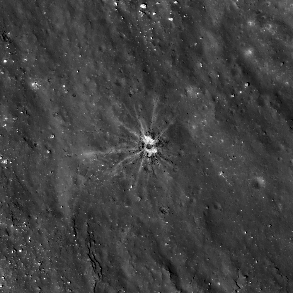 Rays From Tiny Crater  Lunar Reconnaissance Orbiter Camera