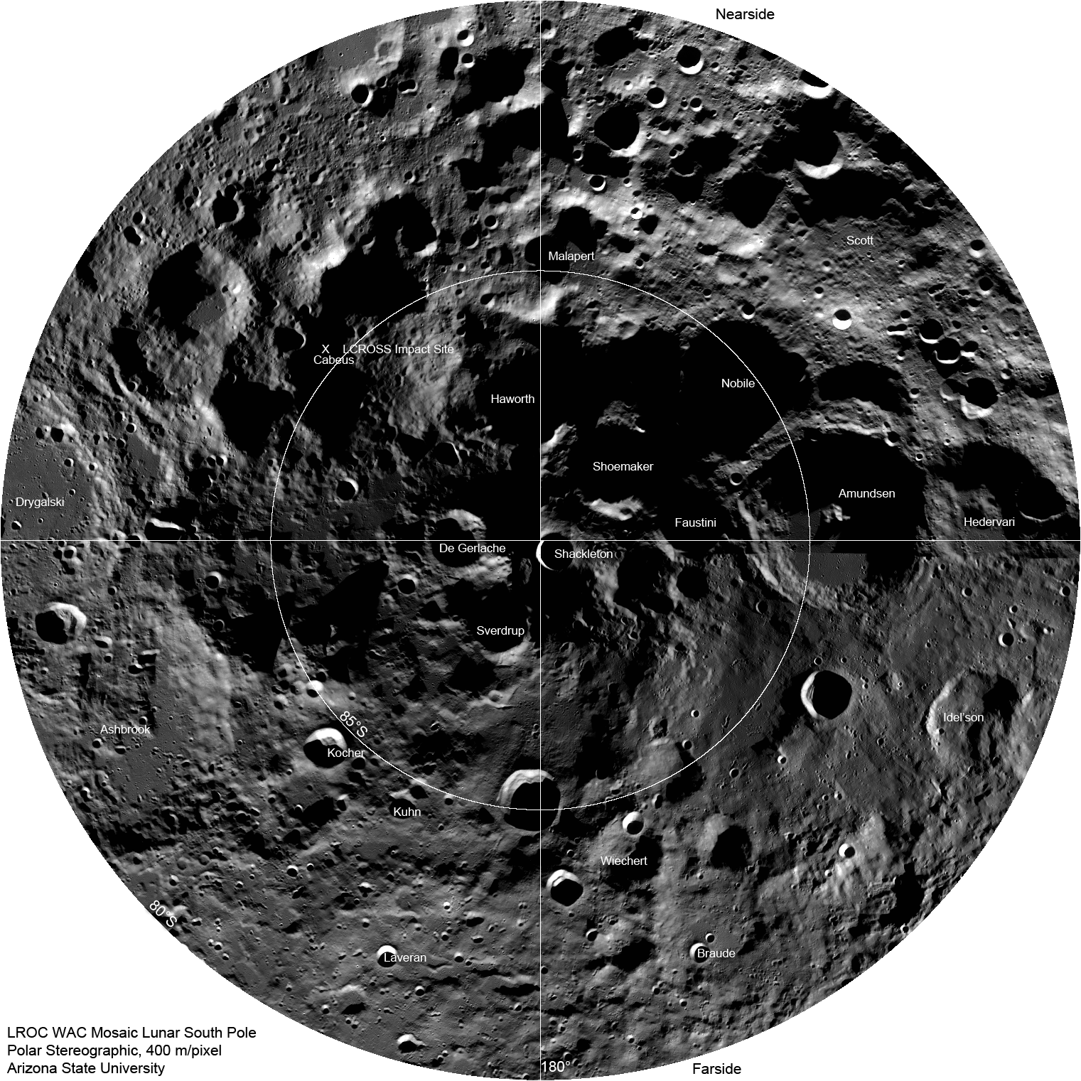 craters on the moon labeled