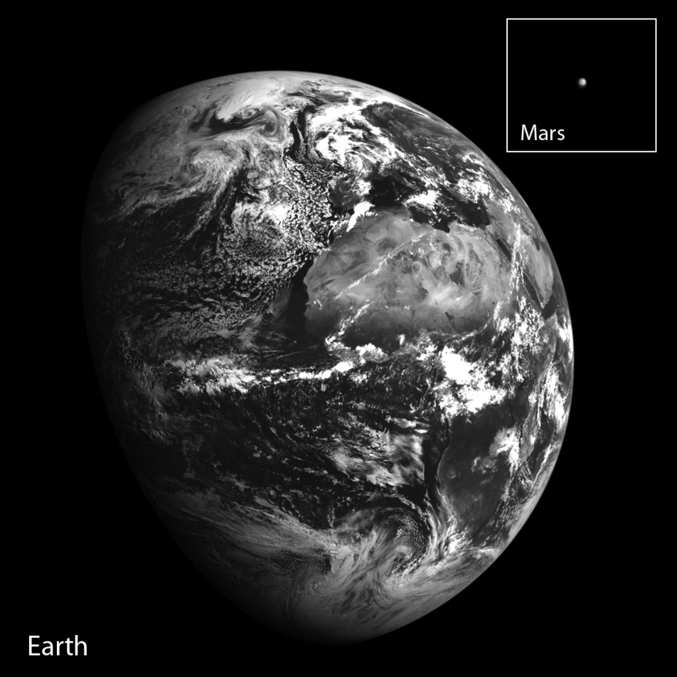 Earth and Mars from LRO